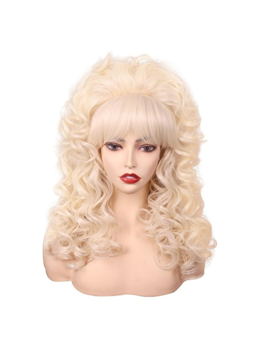 Women's Blonde Costume For Halloween Long Curly Vintage Cosplay Wig Bangs